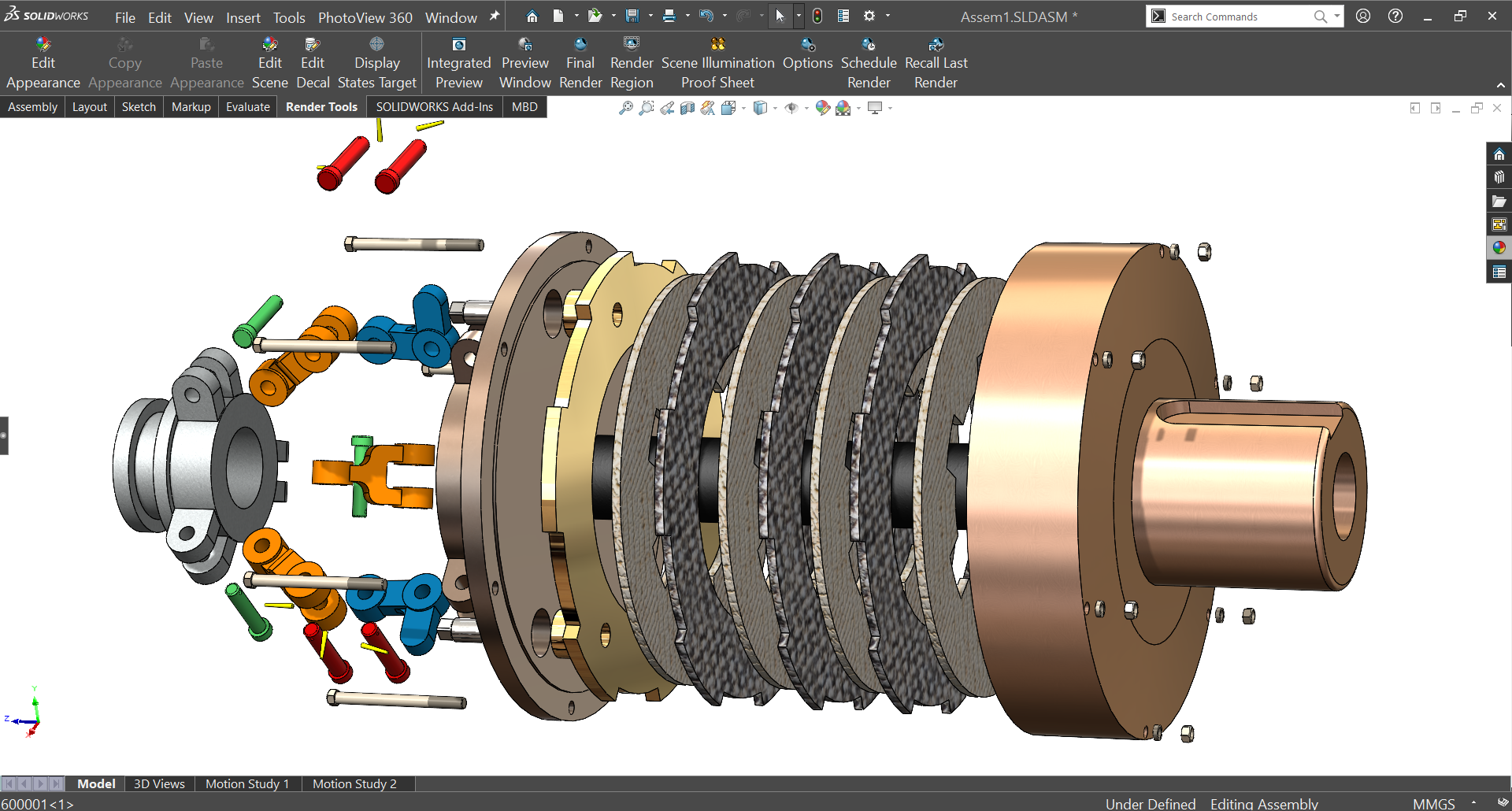 MULTIPLE DISK CLUTCH多片式离合器3D数模图纸 Solidworks设计 附工程图